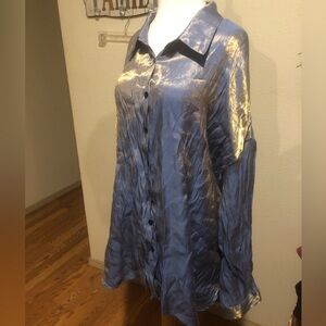 NWOT 4X Shein Button Down Blue with a Gold Sheen to it when light hits it